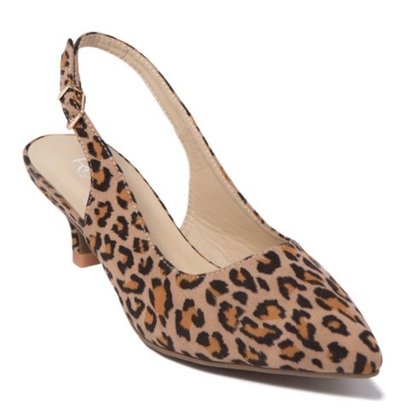 leopard print slingback kitten heels